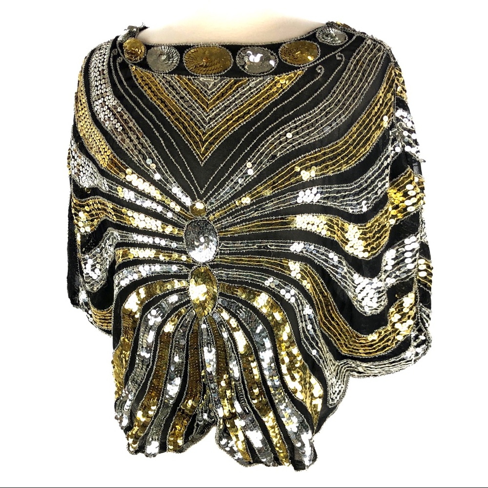 Beautiful vintage sequins butterfly blouse top
